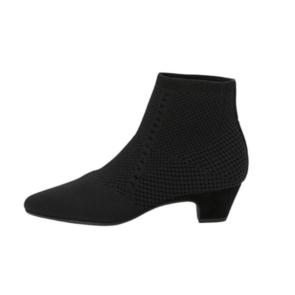 Eileen Fisher Womens Purl Recycled Stretch Bootie US 7.5 EU 38 Black Knit NIB